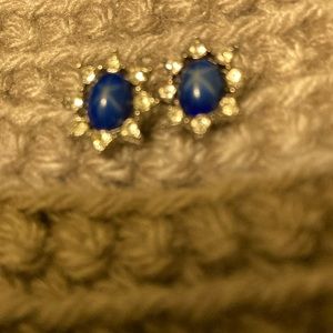 Vintage Custom jewelry stare sapphire and CZ earrings